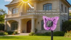 Set 2 lampi solare LED fluture RGB, 37 cm, 5 W, IP65, montaj pe perete sau in sol