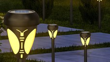 Set 2 lampi solare LED pentru exterior sub forma de fluture pentru gradina