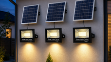 Set 3 Proiectoare LED Solare cu Telecomanda, IP67, Lumină Albă Rece