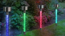 Set de 4 lampi solare LED pentru exterior, IP65, lumina alb rece