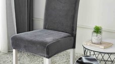 Set de 6 huse elastice universale pentru scaune, din catifea