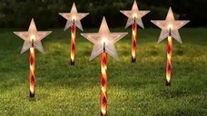 Set Decoratiuni Luminoase Craciun - 5 Acadele cu Panou Solar pentru Exterior, 40 cm