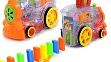 Set electric de trenulet cu 60 piese domino - joc interactiv cu lumini si sunete