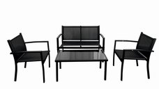 Set Mobilier Exterior KLUGMEISTER KJFT079 - 2 Fotolii, Canapea si Masuta Sticla Securizata, Negru