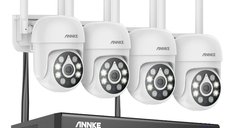 Sistem de Supraveghere Video WiFi ANNKE N98WHR+I51CP*4, NVR 8 Canale cu 4 Camere Dome 5MP, Ultra HD, Vedere Nocturnă IR