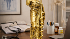 Statueta Asclepius - Zeul Medicinei, Ornament Sculptural din Rasina, Decor Birou si Acasa, 33x14 cm