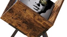 Suport pentru viniluri – Organizator LP-uri din PAL si metal, 30 x 30 x 17 cm, finisaj rustic