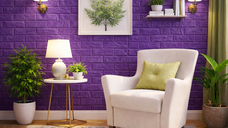 Tapet 3D autoadeziv caramida Mov, 70 x 77 cm - Transformare rapida a interiorului