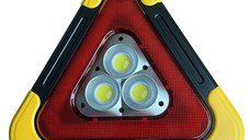 Triunghi reflectorizant iluminat cu 3 LED-uri cu incarcare prin USB sau solara
