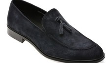 Mocasini eleganti EPICA albastri, J8365, din piele intoarsa