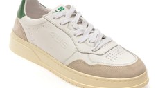 Pantofi sport 4US albi, ARON100, din piele naturala