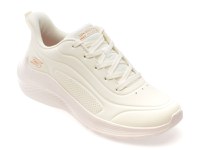 Pantofi sport SKECHERS albi, BOBS SQUAD WAVES, din piele ecologica - 1
