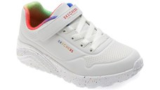 Pantofi sport SKECHERS albi, UNO LITE, din piele ecologica