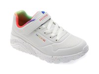 Pantofi sport SKECHERS albi, UNO LITE, din piele ecologica - 1