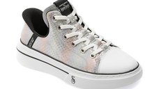 Pantofi sport SKECHERS argintii, SNOOP ONE, din piele ecologica