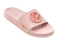 Papuci PEPE JEANS roz, SLIDER BRAND, din pvc - 1