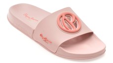 Papuci PEPE JEANS roz, SLIDER BRAND, din pvc