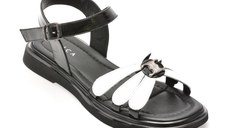 Sandale EPICA alb-negru, 341125, din piele naturala