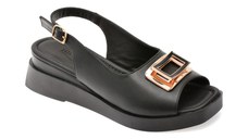 Sandale IMAGE negre, 617K272, din piele naturala