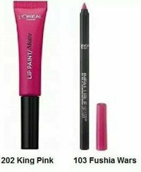 Ruj de buze + Creion contur L'Oreal Lip Kit Paint 202 King Pink - 5