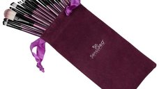 Set 20 pensule de machiaj Mauve Brushes cu husa de depozitare