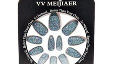 Set de 12 Unghii False cu Sclipici Verde, VV Meijiaer