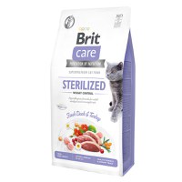 Brit Care Sterilized Weight Control, Rață și Curcan, hrană uscată fără cereale pisici sterilizate, managementul greutății, 7kg - 1