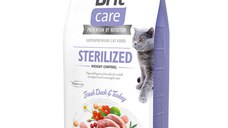 Brit Care Sterilized Weight Control, Rață și Curcan, hrană uscată fără cereale pisici sterilizate, managementul greutății, 7kg
