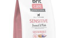 Brit Care Sustainable Sensitive, XS-XL, Insecte și Pește, hrană uscată câini, piele & blană, sistem digestiv, 3kg