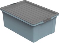 Cutie depozitare plastic albastra cu capac negru Rotho Compact 38L - 1