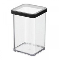 Cutie depozitare plastic patrata transparenta cu capac negru Rotho Loft 1 L - 1
