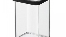 Cutie depozitare plastic patrata transparenta cu capac negru Rotho Loft 1 L