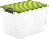 Cutie depozitare plastic transparenta cu capac verde Rotho Compact 19L - 1