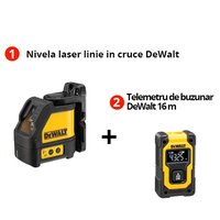 Pachet DeWalt: Nivela Laser DW088K Si Telemetru De Buzunar DW055PL - 1