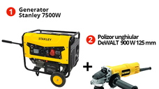 Pachet Generator Trifazat Stanley SG7500B Si Polizor Unghiular DeWalt DWE4157