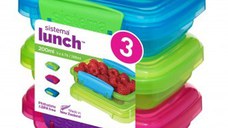 Set 3 cutii alimente plastic color Sistema Lunch 200 ml