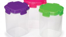 Set 3 cutii alimente plastic colorat Sistema Knick Knack To Go 138 ml