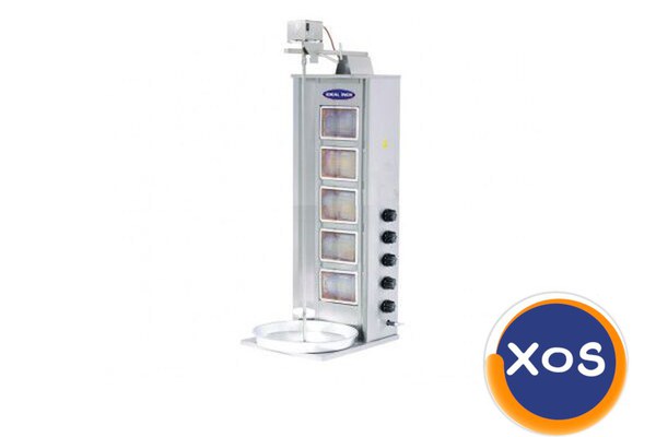 Aparat kebab, Ideal Inox, 5 arzatoare, motor sus, GPL