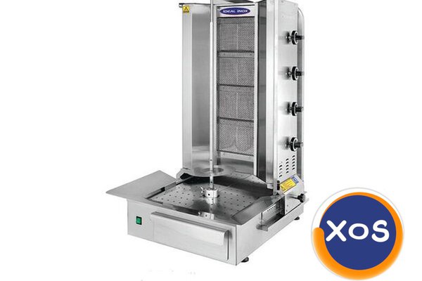 Aparat shaorma cu 4 arzatoare, Ideal Inox, motor jos, GPL
