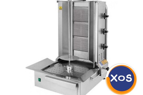 Aparat shaorma, Grill kebab cu 3 arzatoare, Ideal Inox, motor jos