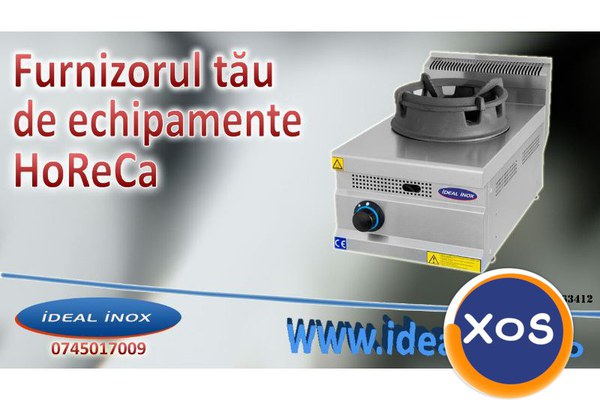 Aragaz cu un foc tip wok, Ideal Inox, suport vesela din fonta, GPL