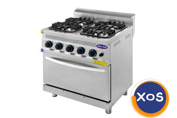 Aragaz profesional 4 focuri si cuptor, Ideal Inox, GPL, Linia 700