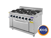 Aragaz profesional 6 arzatoare si cuptor, Ideal Inox, gaz, Linia 700s - 1