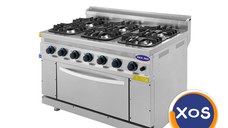 Aragaz profesional 6 arzatoare si cuptor, Ideal Inox, gaz, Linia 700s