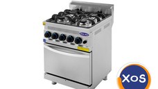 Aragaz profesional cu 4 focuri si cuptor, Ideal Inox, GPL, Linia 630