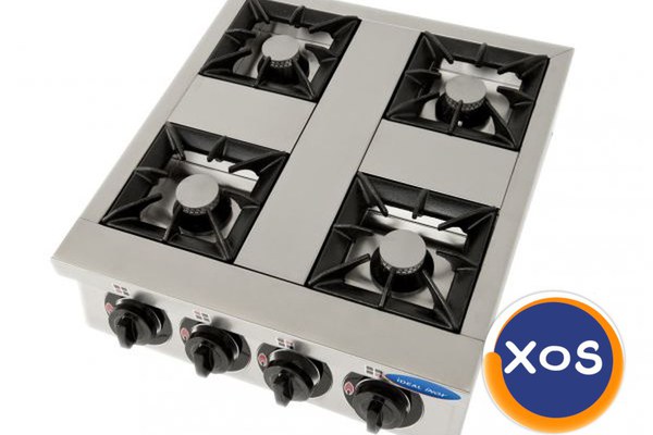 Aragaz profesional de banc cu 4 focuri, Ideal Inox, Gaz Natural