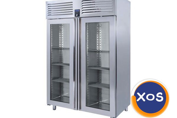 Frigider profesional inox cu 2 usi din sticla, Ideal Inox, 1150 l, 140