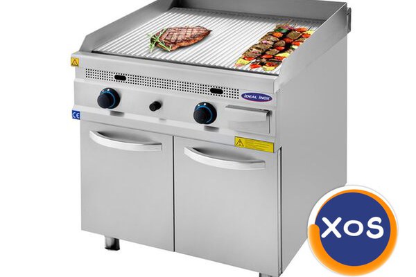 Gratar profesional pe gaz cu placa striata, Ideal Inox, Linia 930