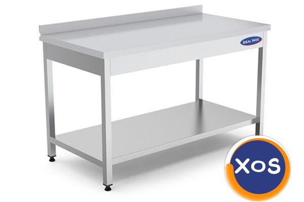 Masa de lucru inox cu polita si rebord, Ideal Inox, 1800x600x850 00064