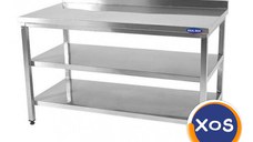 Masa inox andorsata cu 2 polite inferioare , Ideal Inox, 900x700x850